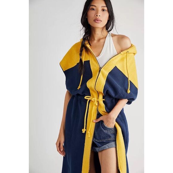 Free People x We The Free Cool Cool Colorblock Vest Sweater Zip Up Hoodie $198 - Picture 2 of 6